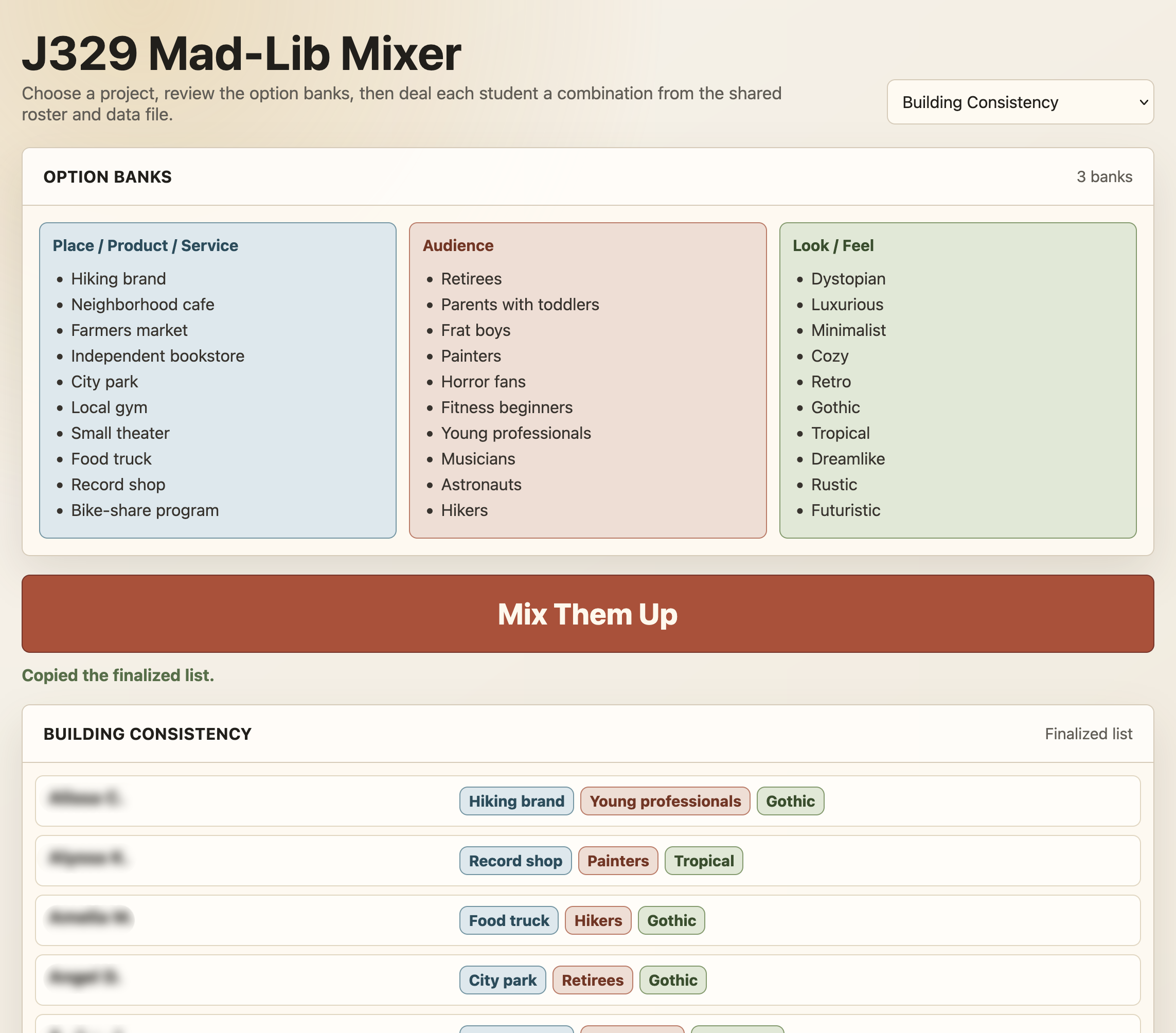 J329 Mad-Lib Mixer screenshot