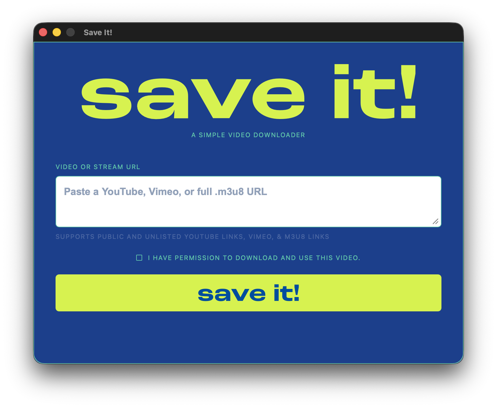 Final Save It! interface build
