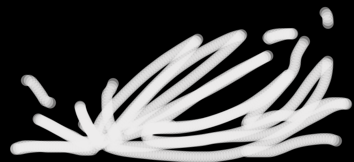 A black and white shape reference showing where the flowers should grow across the image.