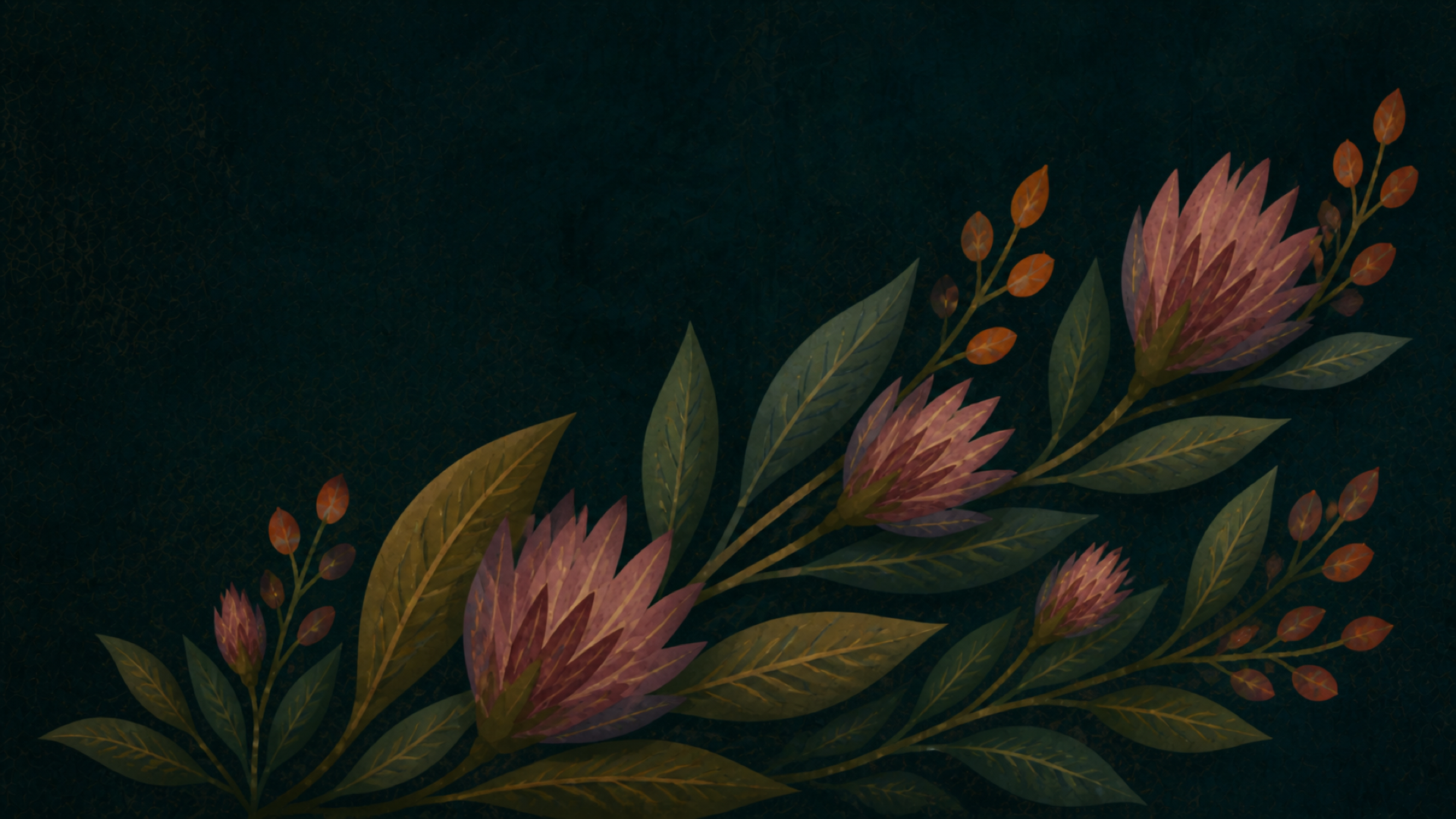 Second botanical background variation with larger flowers and leaves.