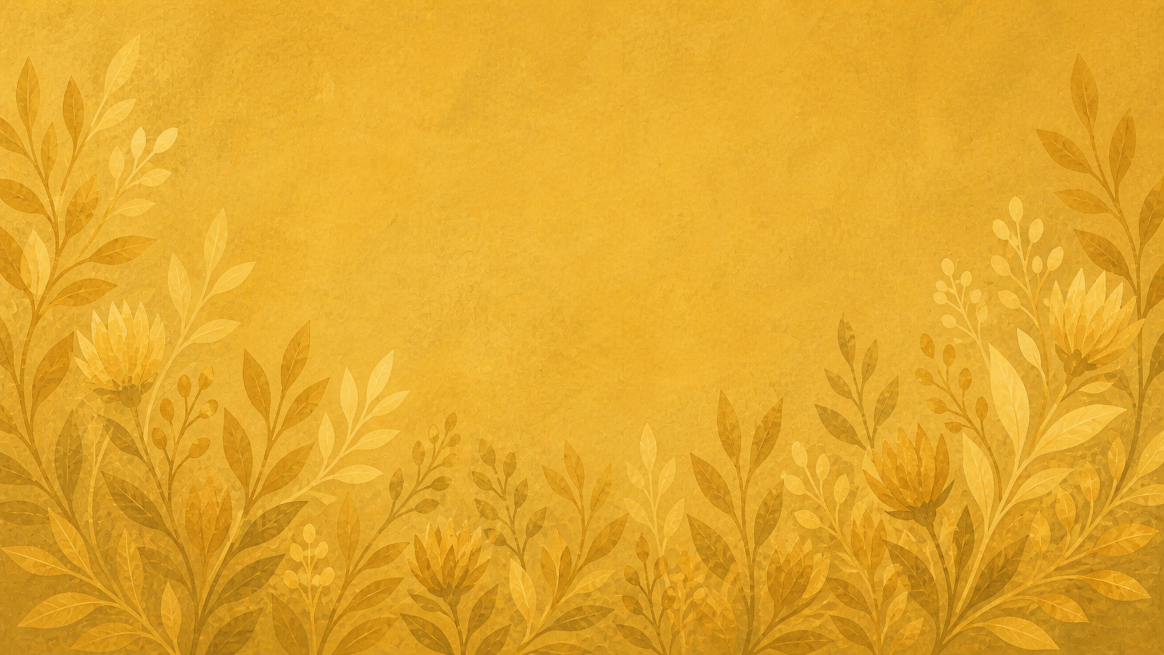 Yellow botanical illustration growing from the bottom and sides of the page.