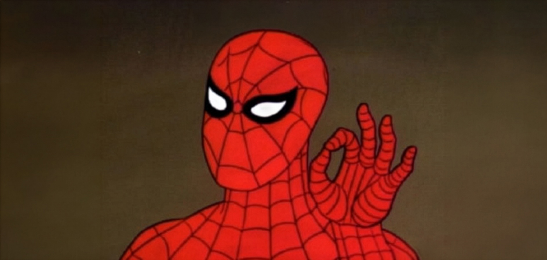 Spider-Man making an okay hand gesture.